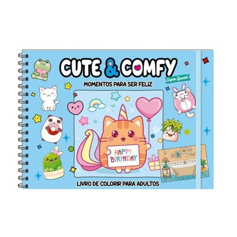 Cute & Comfy Super Special - Livro De Colorir Adulto - Momentos Para Ser Feliz - Capa Holográfica