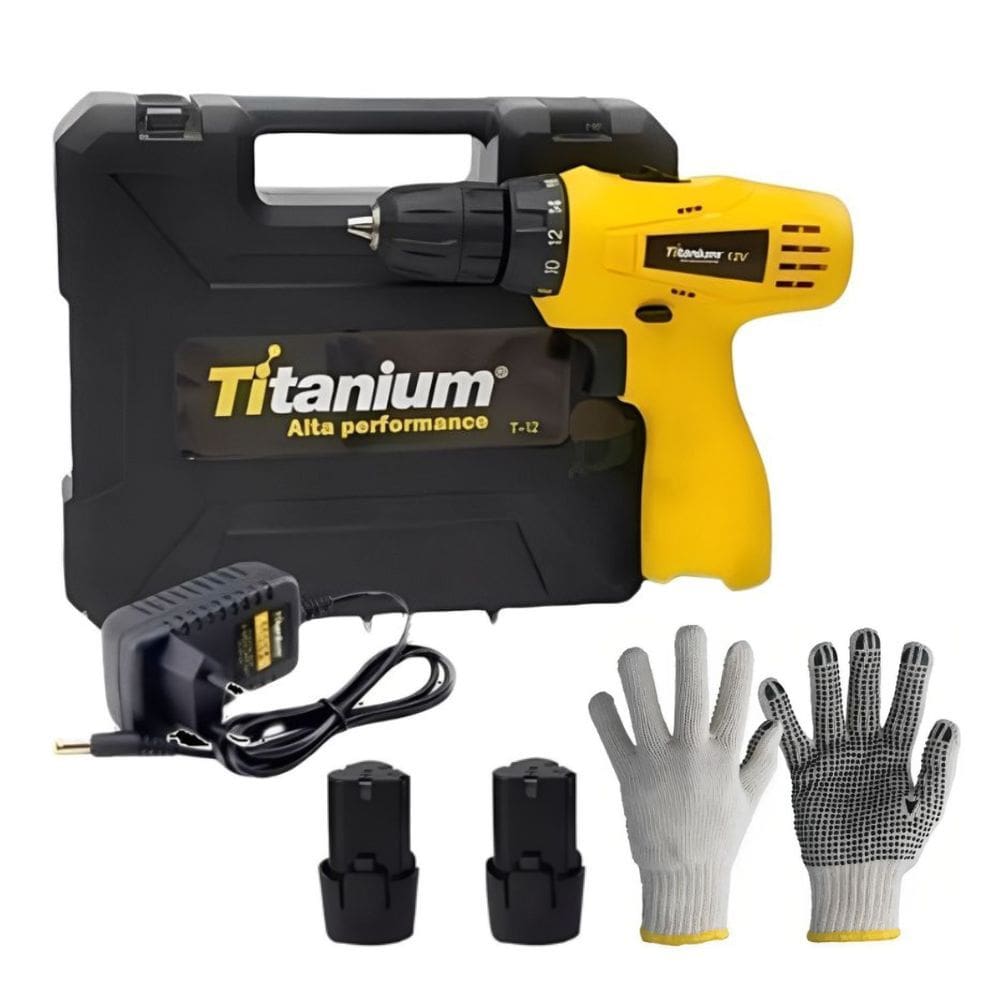 KIT PARAFUSADEIRA 2 BATERIAS S/ IMPACTO + LUVA MALHA 9”