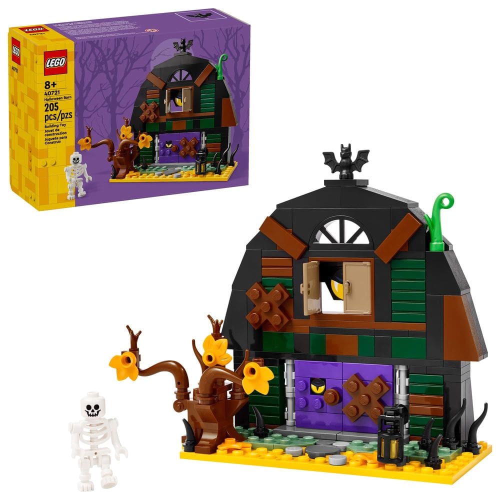 Brinquedo de construção LEGO Halloween Barn com esqueleto assustador 40721