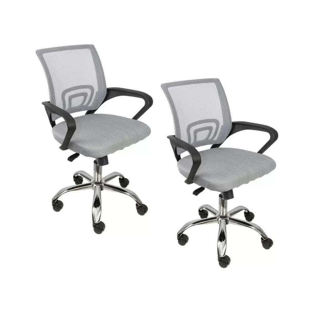 Kit 2 Cadeiras de Escritório Begonia Ergonômico Cinza