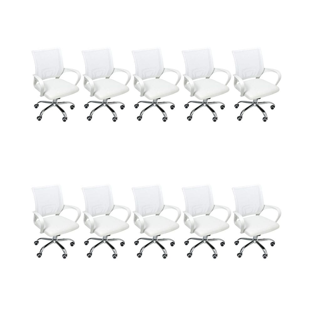 Kit 10 Cadeiras de Escritório Begonia Ergonômico Branco