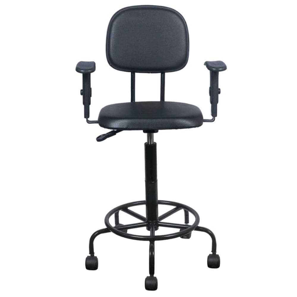 Cadeira caixa alta L duplo braço  base semi  corano preto