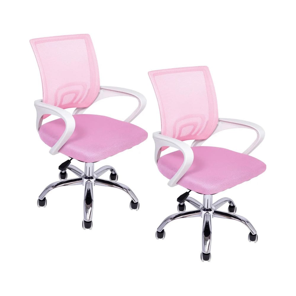 Kit 2 Cadeiras de Escritório Begonia Ergonômico Rosa