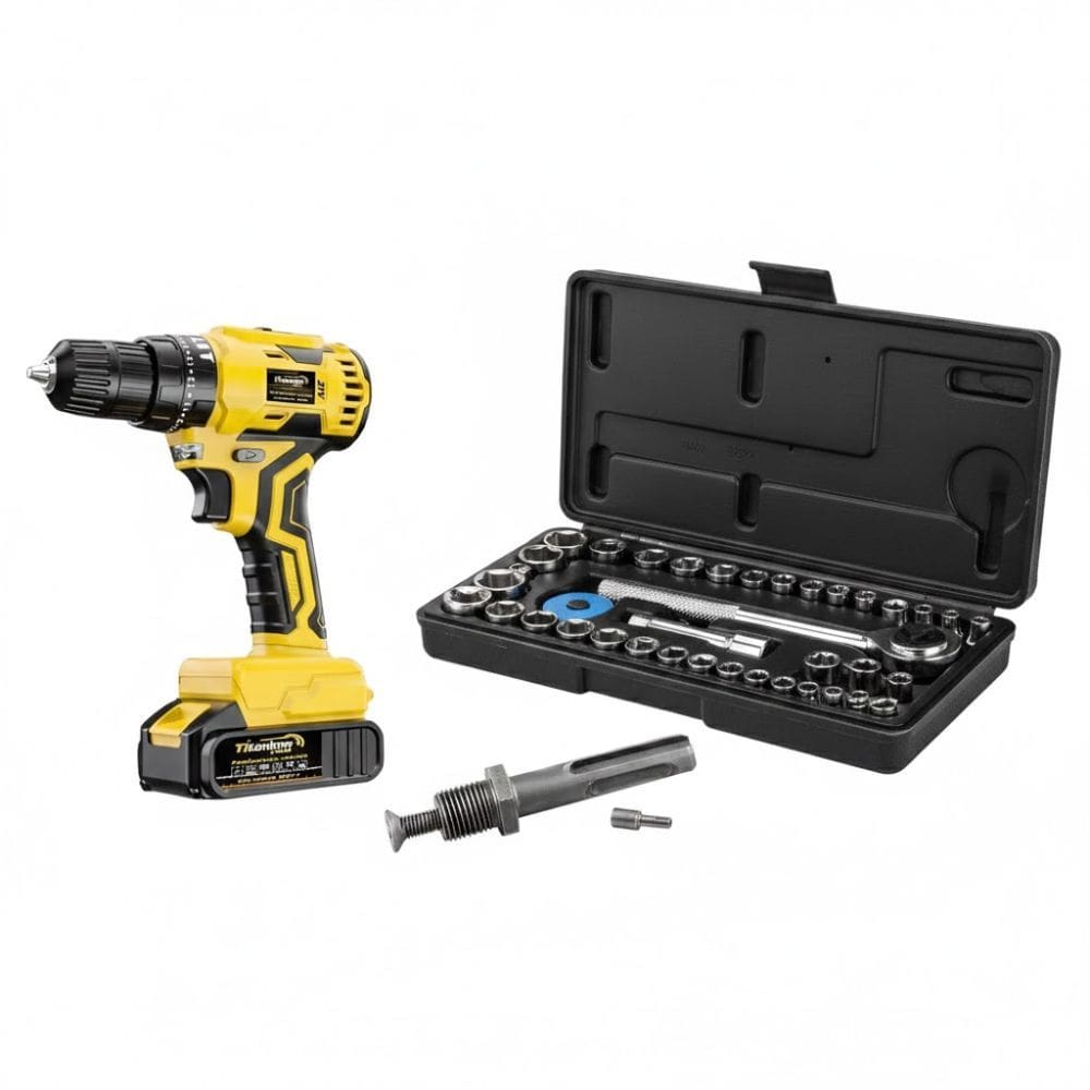 Parafusadeira E Furadeira 21,0v C/ Impacto 6563 Biv + Adaptador + Jogo De Soquetes