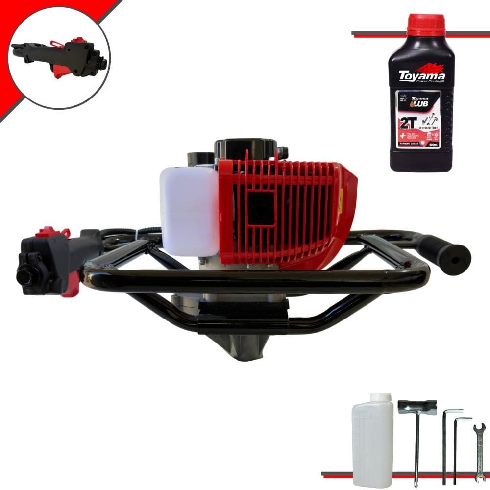 Perfurador de Solo Sem Broca Anmax GD520B À Gasolina Motor 2T 52cc 2,2HP de Potência Alta Rotação e Performance + ÓLEO TOYAMA FG50 EXTRA