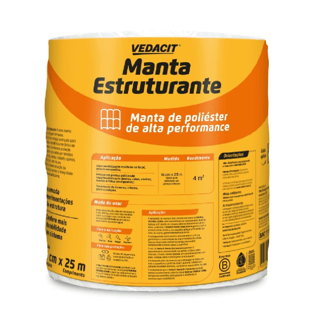 Manta Estruturante 16cmx25m - 148099 - VEDACIT