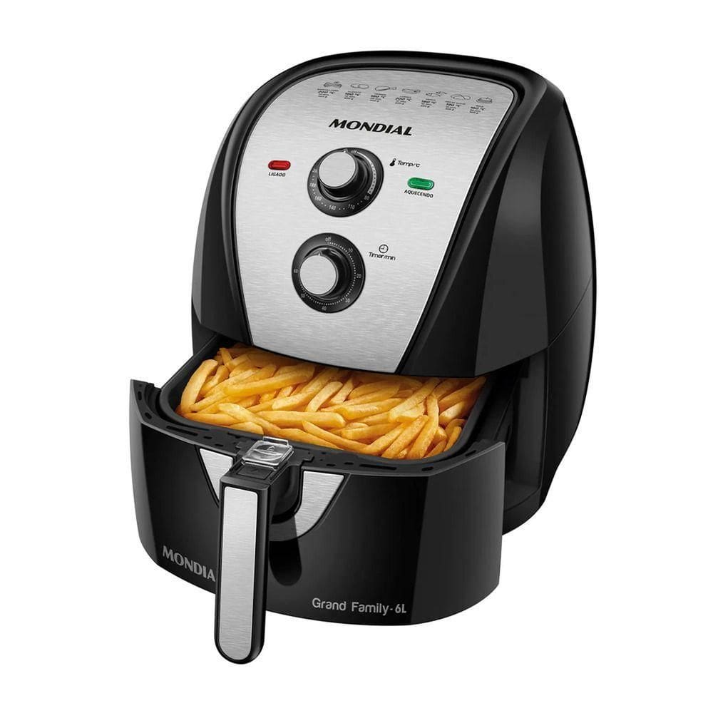 Fritadeira Air Fryer Mondial 6L 1900W AFN-60-BI Preto/Inox 110V