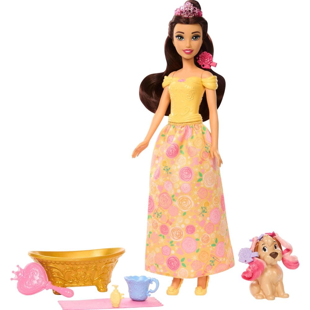 Boneca Fashion Mattel Disney Princess Belle com cachorro e acessórios