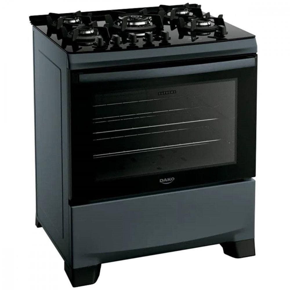 Fogão Dako 5 Bocas Supreme TC Timer Glass Titanium - Bivolt