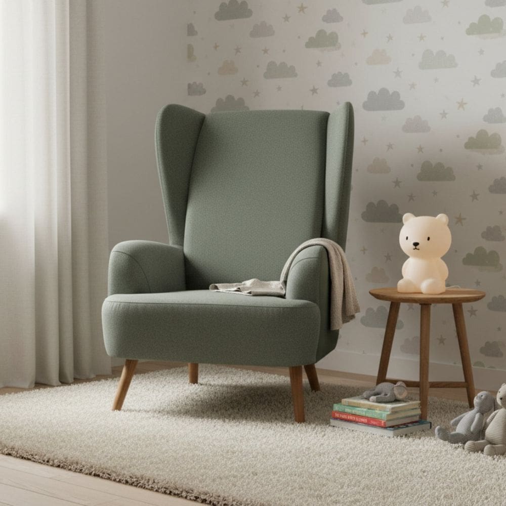 Poltrona de Amamentação Fixa com 4 Pés Teodora Mescla / Verde