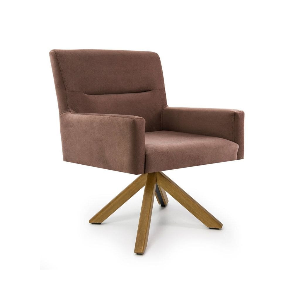 Poltrona para Sala de Estar Veludo Giratória Angel Canela