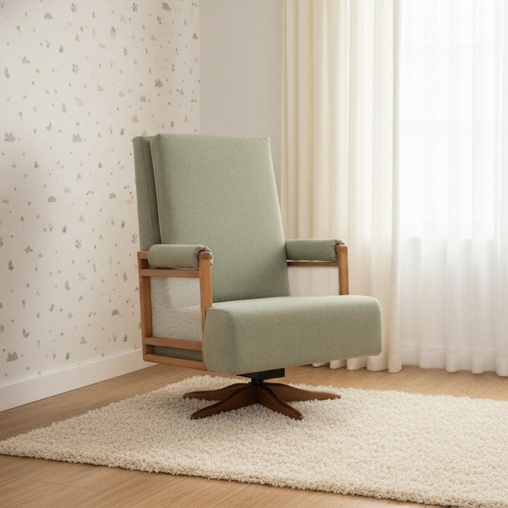 Poltrona de Amamentação Giratória e Balanço Mila Verde