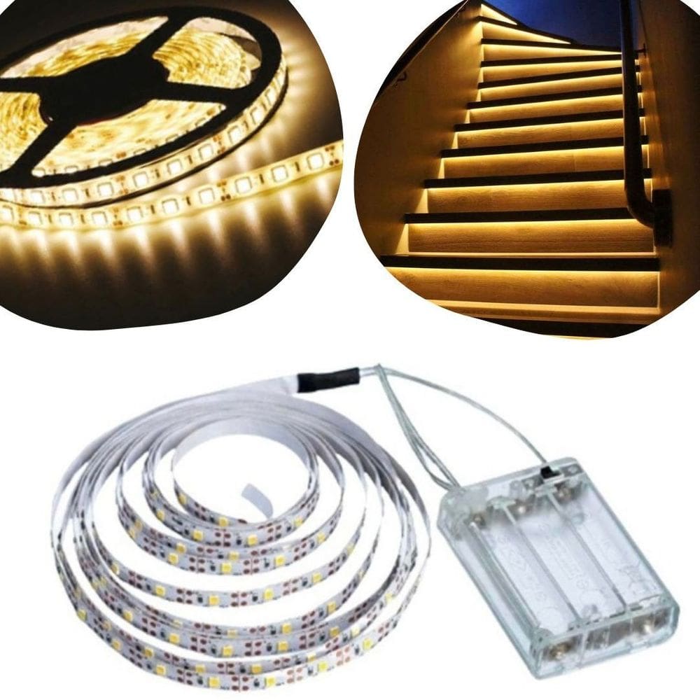 Kit 18 Fios Fita LED Luz Amarela 120 Lâmpadas LED 2m À Pilha