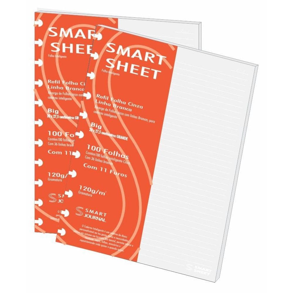 Kit 2 Refil Caderno Inteligente 120G 100 Folhas Pauta Bc G