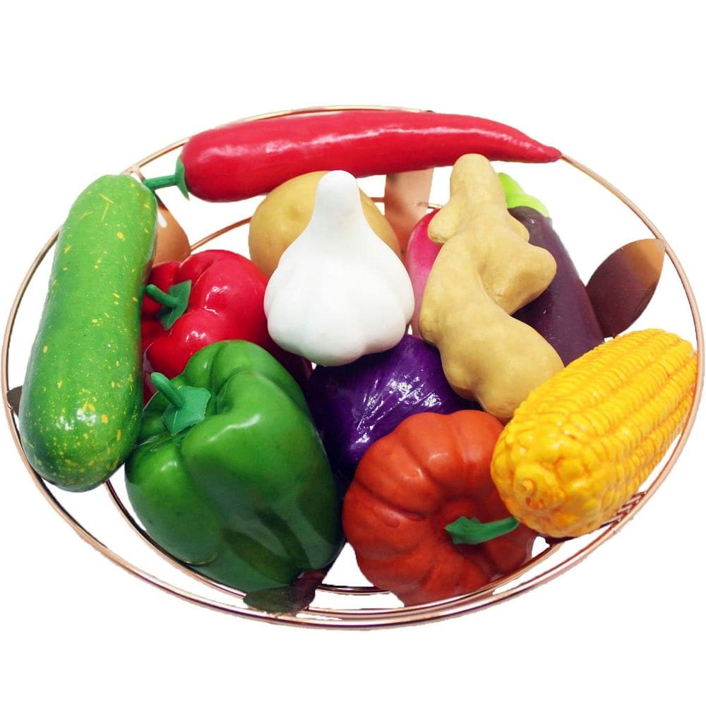 Kit Decoração Hortaliça Artificial Isopor Cesta Redonda Rose