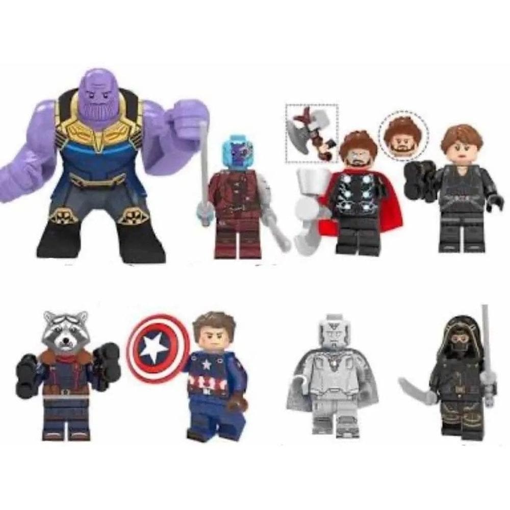 Bonecos Blocos De Montar Vingadores Rocket Viúva Thanos Thor