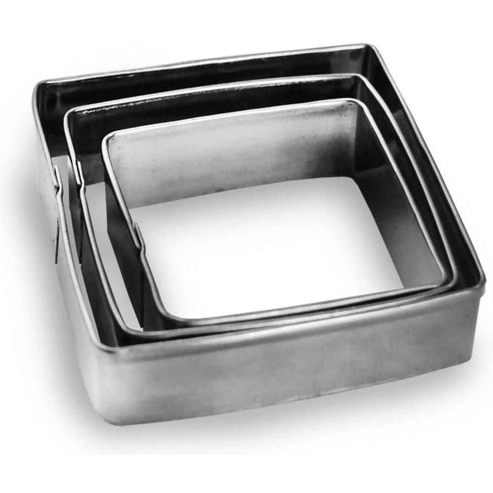 Jogo Cortador Inox Quadrado Para Massas, Pastas E Biscoitos