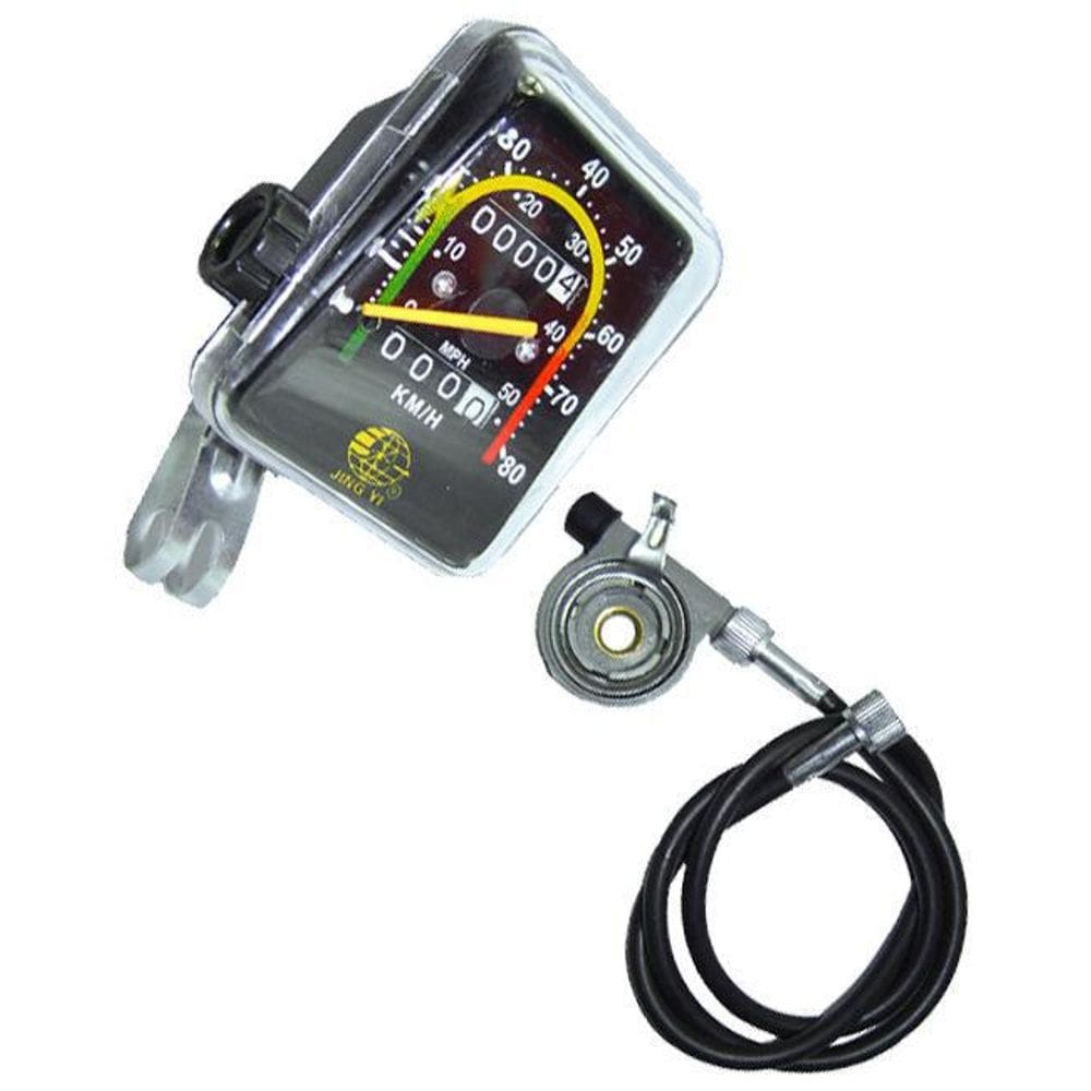 Velocímetro Analógico Quadrado Odômetro Ponteiro 80Km/H Bike