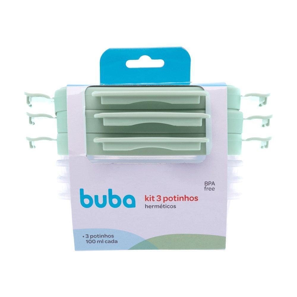 Kit 3 Potinhos Herméticos Buba Para Papinha 100Ml Verde