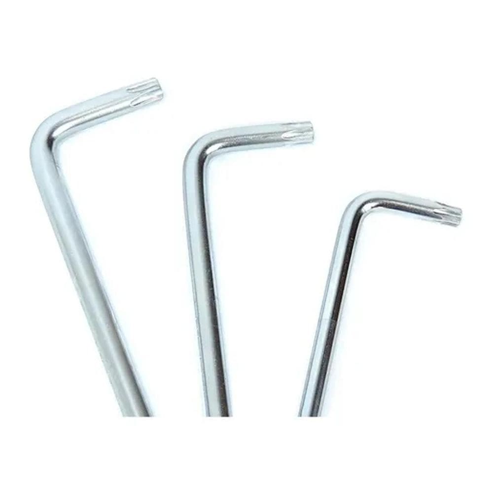 Jogo Com 10 Chaves Torx Aço Tipo L T9 A T50 Curtas Com Furo