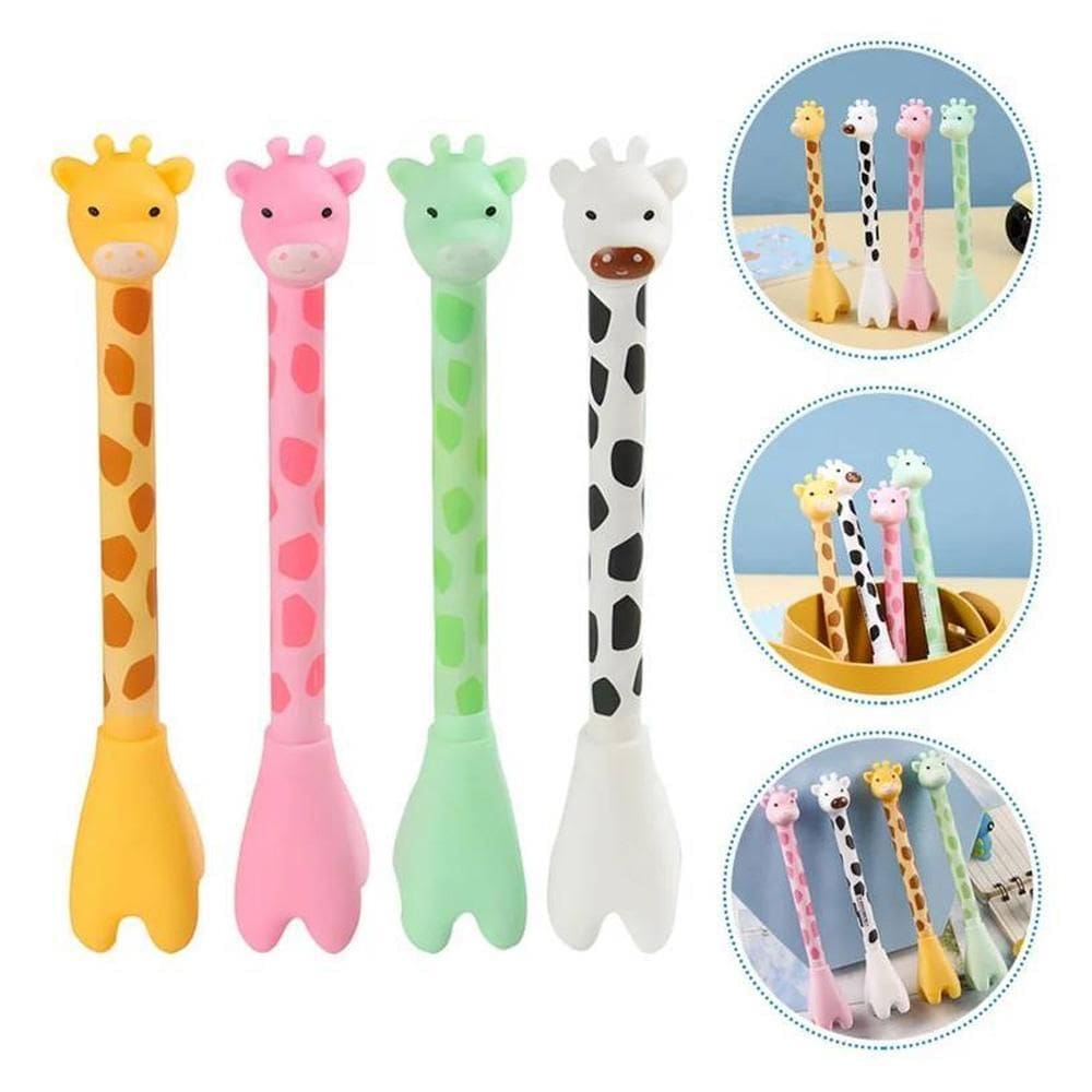 Caneta Divertida Girafa Fofy Kit Com 4 Unidades