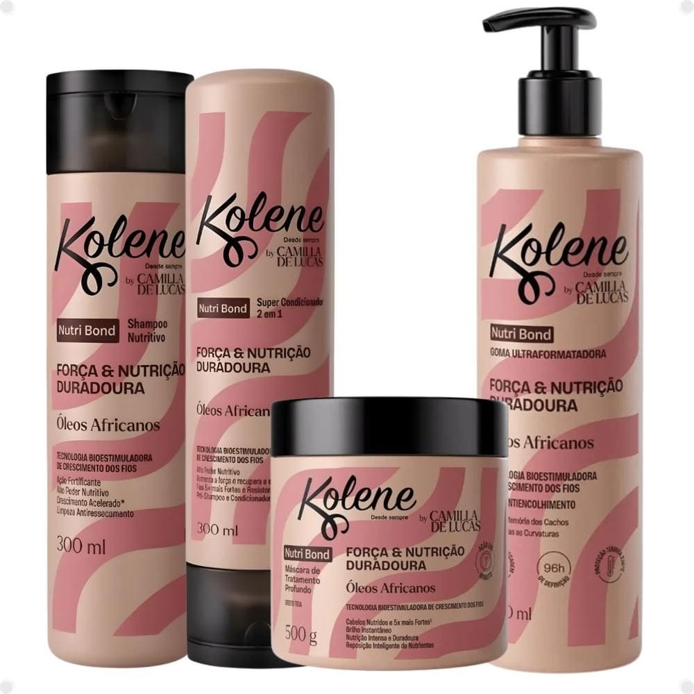 Kit Kolene By Camilla De Luccas Nutri Bond: Shampoo, Condicionador 300ml, Máscara 500g e Goma Capilar 500ml