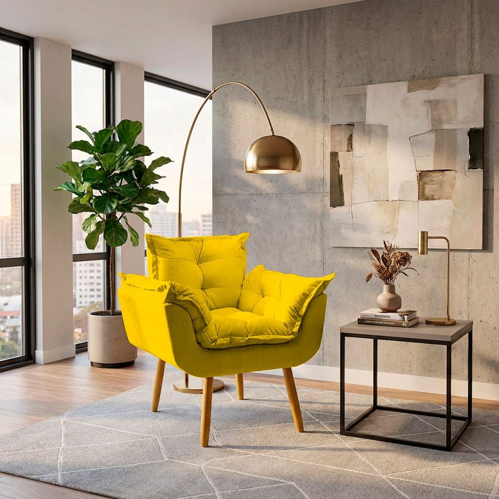 Poltrona Decorativa Alice Confortável Para Sala Recepção Manicure Consultório Tecido Suede