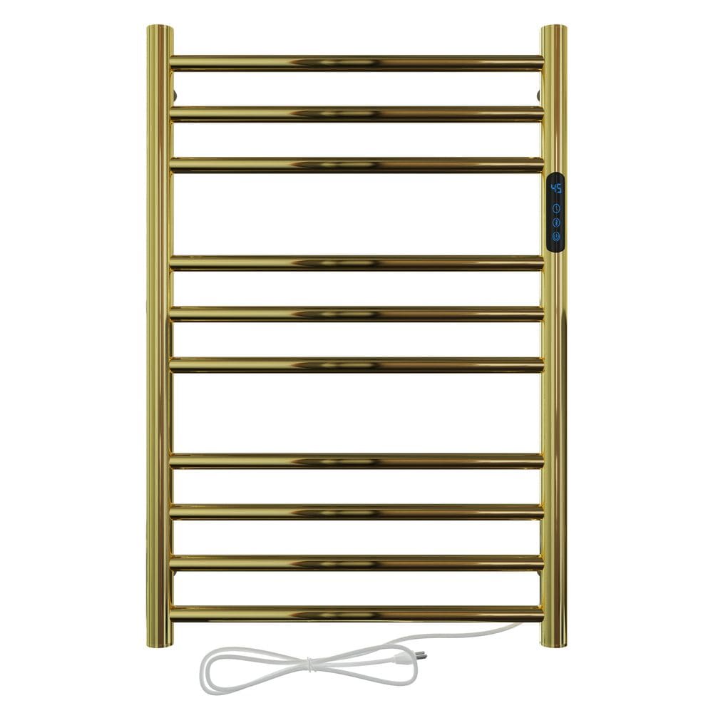 Toalheiro Termico Redondo Dourado Polido Timer Direito