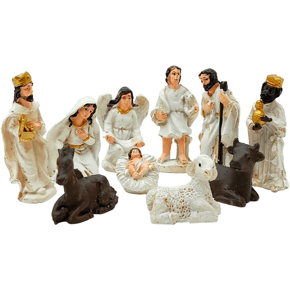 Presépio Decoração Nascimento De Jesus Estatueta Natal 10Pçs