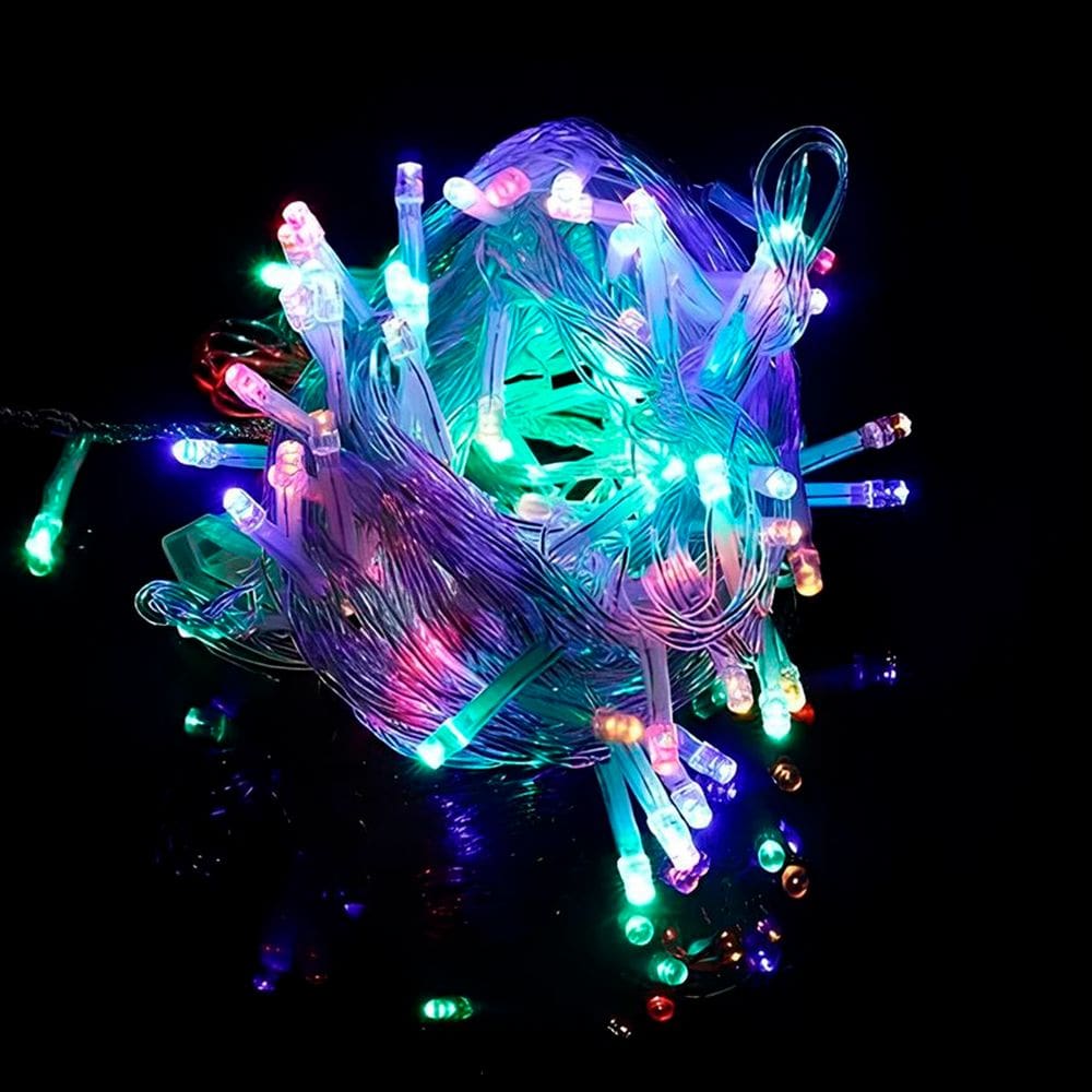 Cordão Pisca 100 Lâmpadas LED Colorido 8 Funções 220v De 9M
