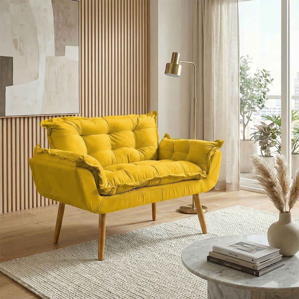 Namoradeira Decorativa Para Sala Recepção Consultório Escritório Manicure Alice Suede