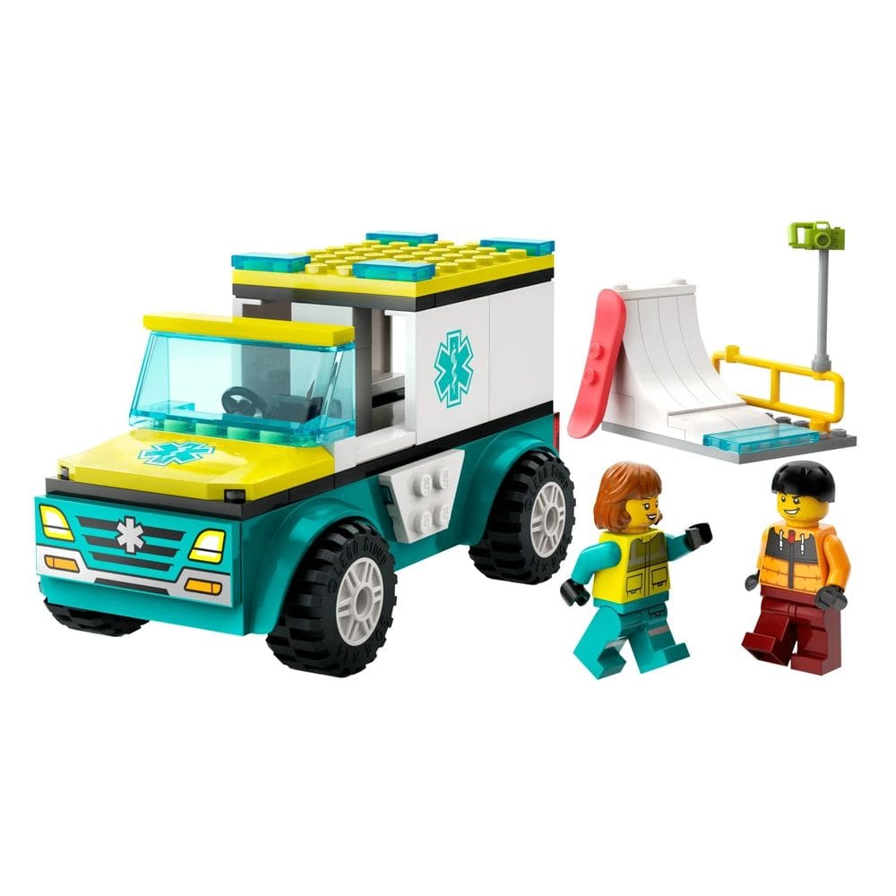 Lego City - Ambulância de Emergência e Snowboarder - 79 Peças - Lego