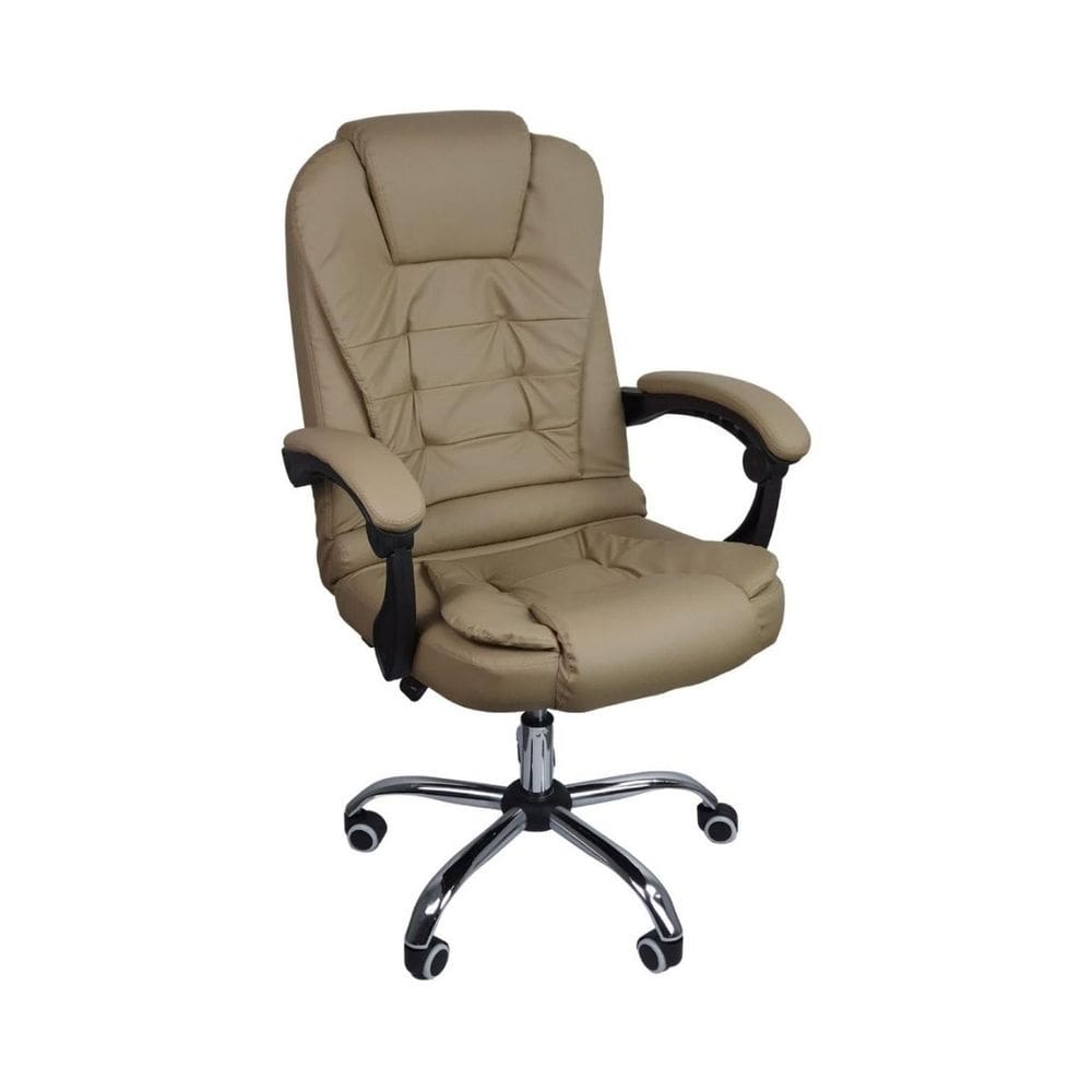 Cadeira Escritório Presidente Reclinável Ergonômica Bege