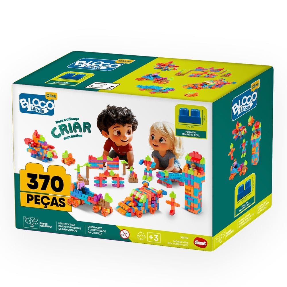 Blocos de Montar Blocolândia 370 Peças - Dismat