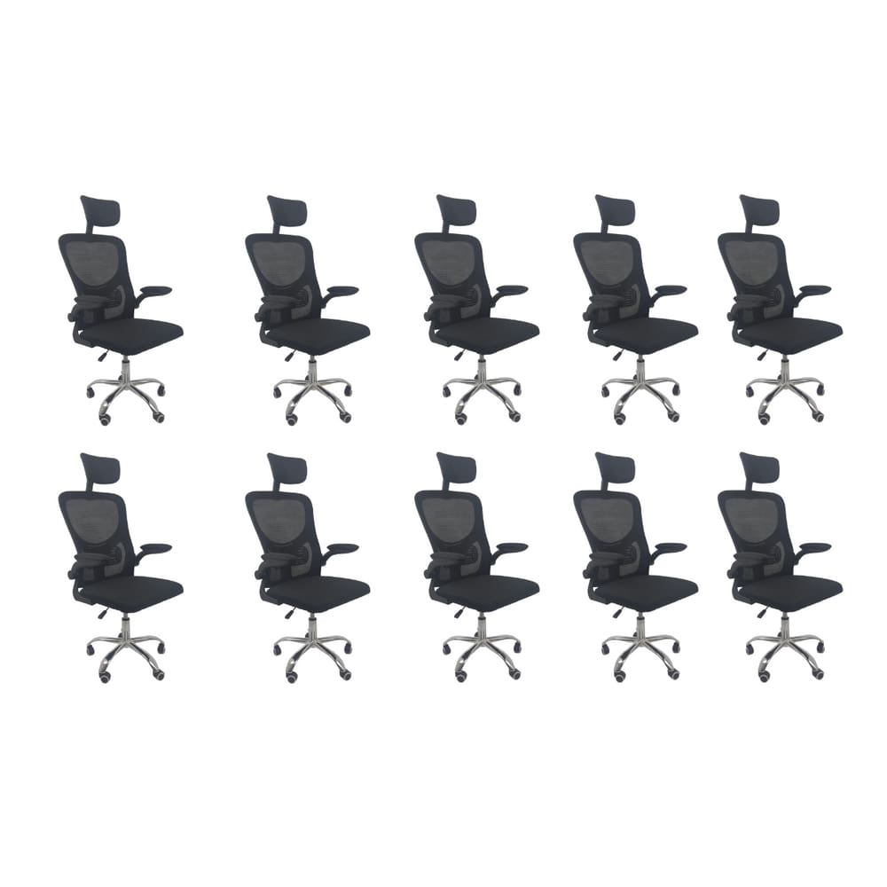 Kit 10 Cadeiras de Escritório Oficial Vegas Apoio Preto