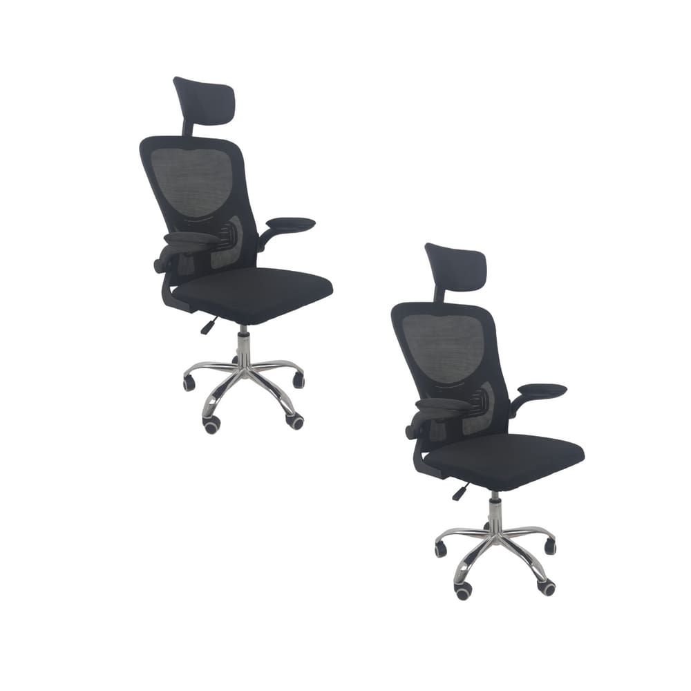 Kit 2 Cadeiras de Escritório Oficial Vegas Apoio Preto