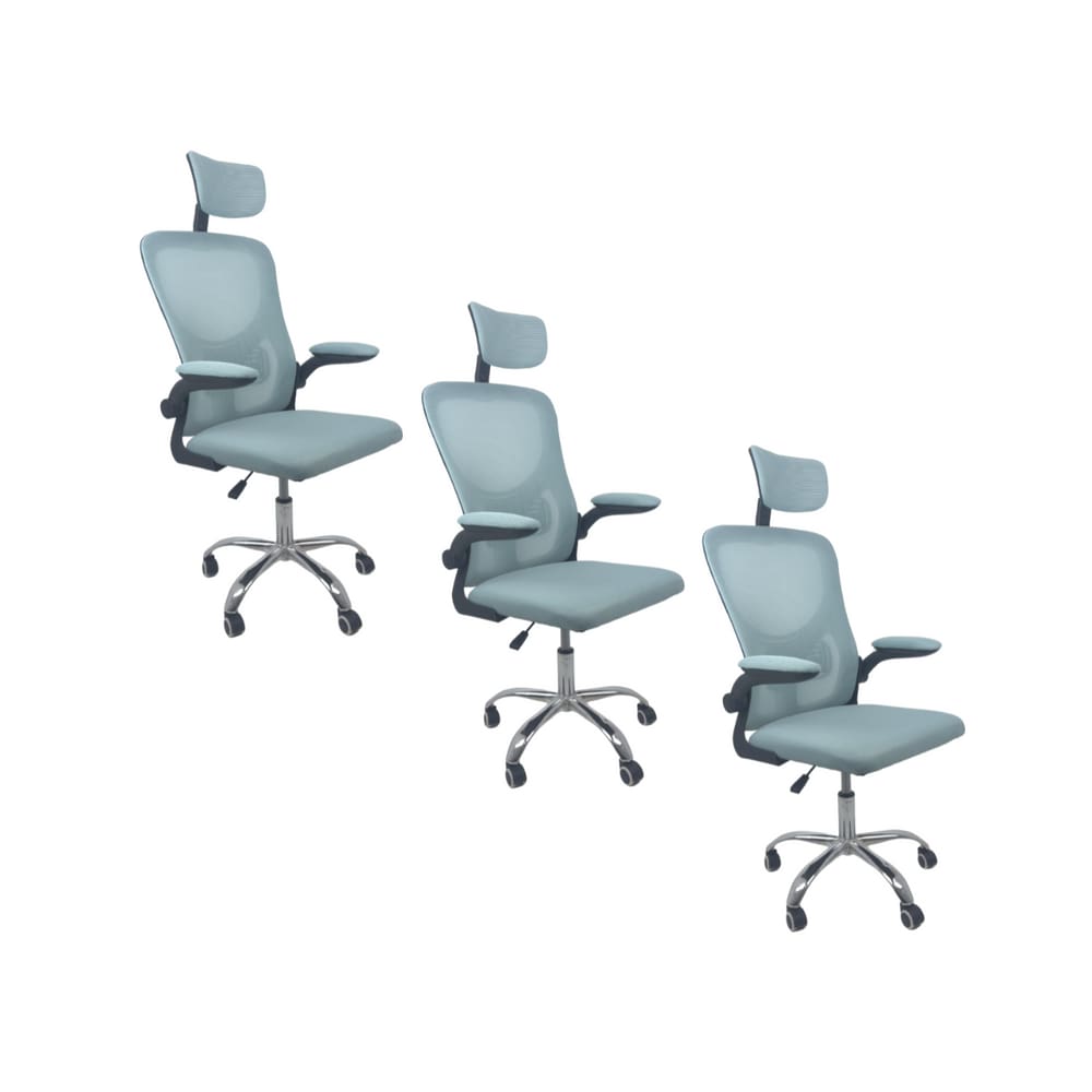 Kit 3 Cadeiras de Escritório Oficial Vegas Azul Preto