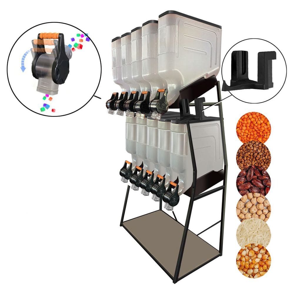 Dispenser 10 Módulos 35 Litros ou 15 Kilos Armazenamento Ração Grão Cereais 2 Geração Preto Graviton