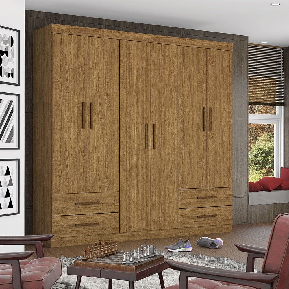 Guarda Roupa Casal Lu 6 Portas 4 Gavetas Carioca Móveis