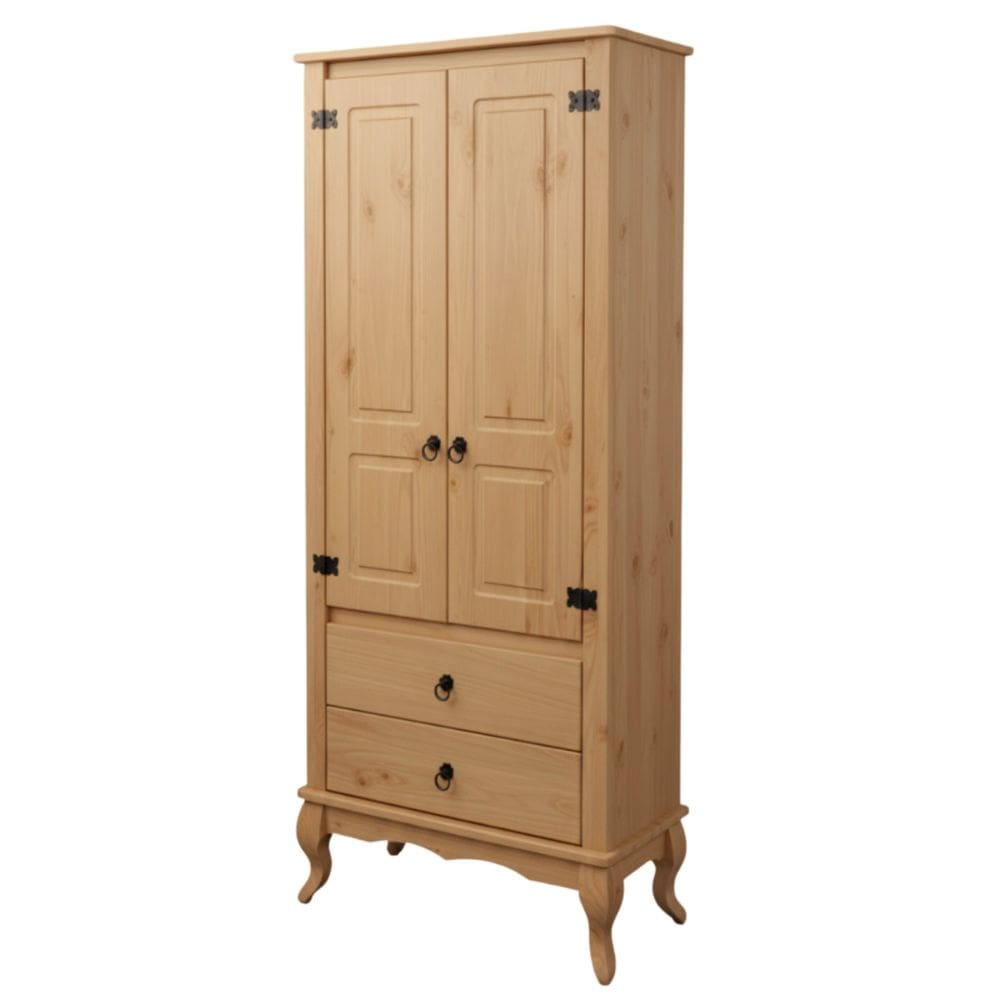 Armário em Madeira Maciça com 2 Portas 2 Gavetas Marrom