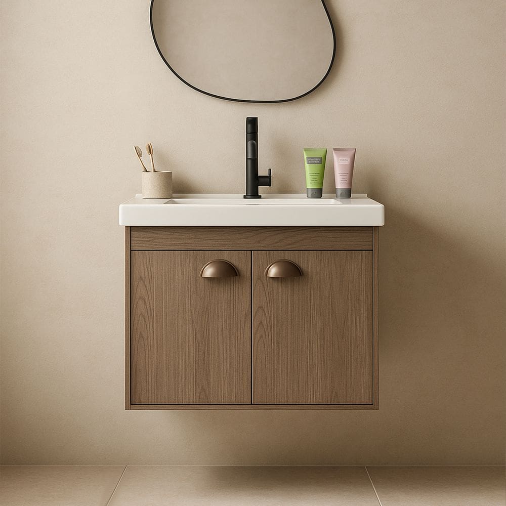 Gabinete Armário para Banheiro 50cm MDF com Cuba - Siena Munique