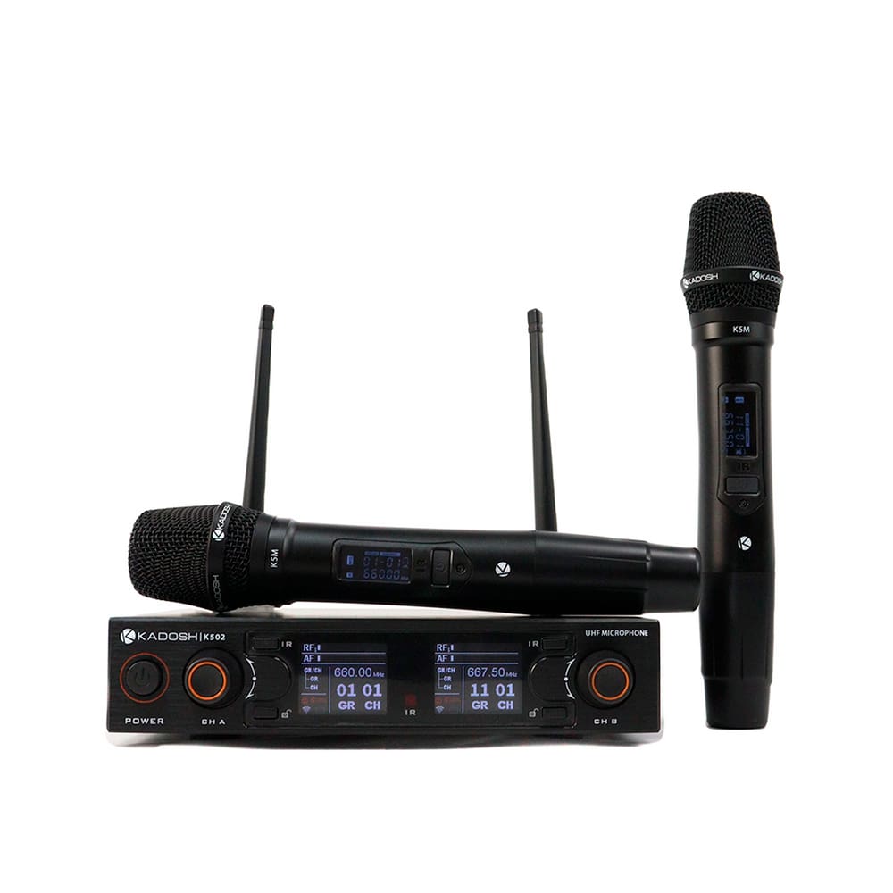 Microfone de Mão Duplo Kadosh sem Fio, K-502M UHF