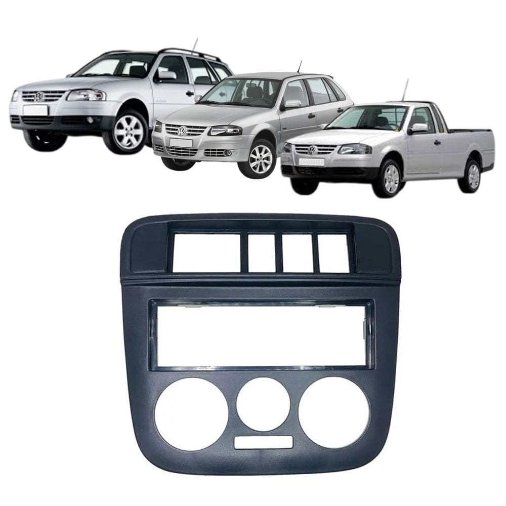 Moldura 1 Din Gol G4 Parati Saveiro 2006 à 2009 5 Botões Preta Painel Rádio Som