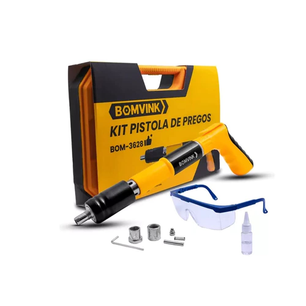 Perfurador Fixador de Pregos Finca Pino Ação Direta para Concreto, Metal ou Madeira