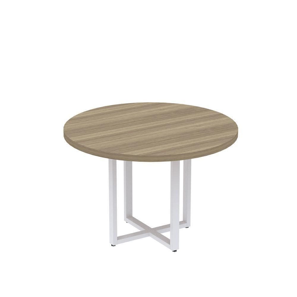 Mesa Reunião Redonda 1100pe40tub Noce Naturalle-branco