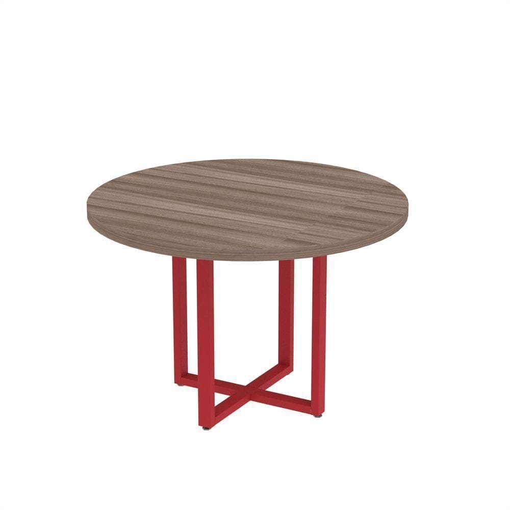 Mesa Reunião Redonda 1100pe40tub Walnut-vermelho