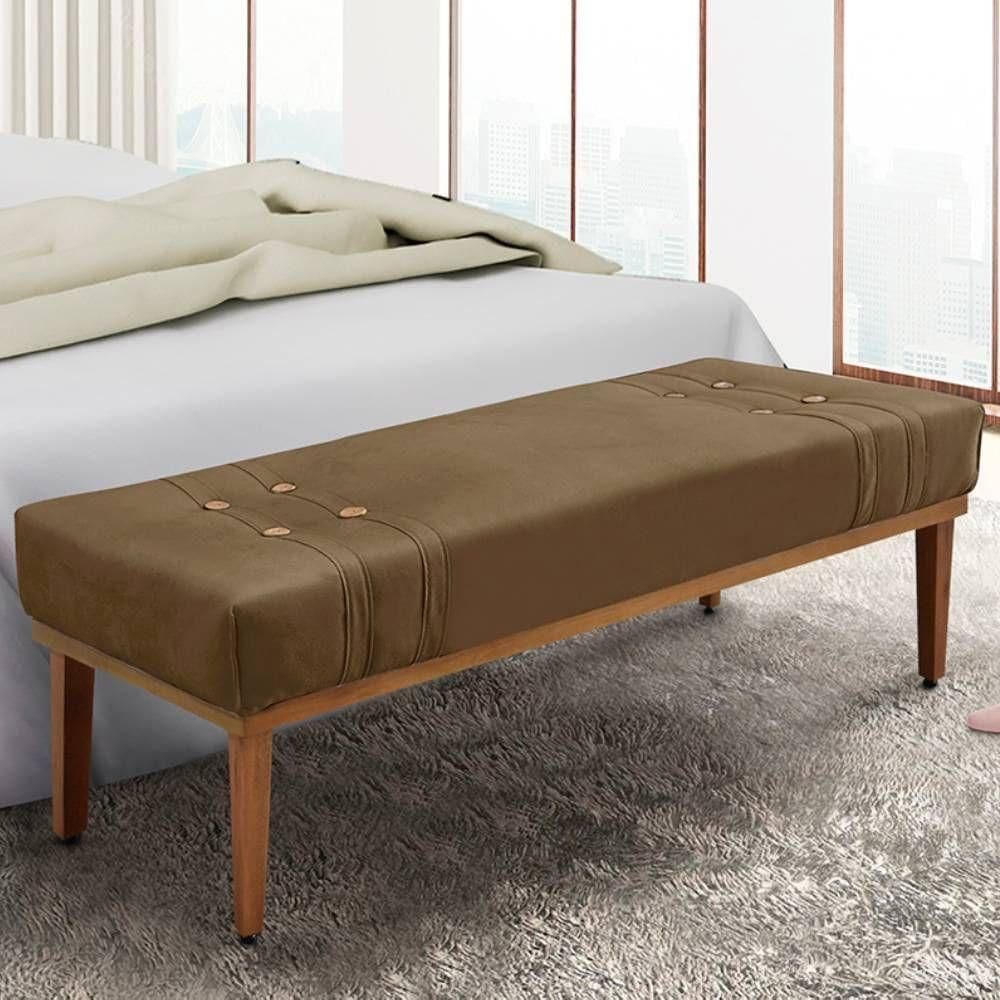 Recamier 1,60m Com Base De Madeira Maciça Em Tecido Suede Gênova - Lucadi Caramelo