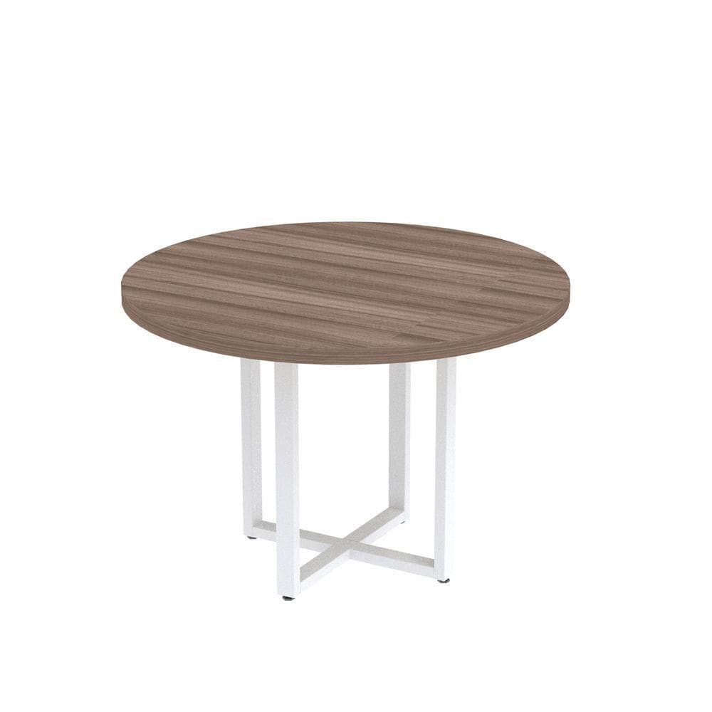 Mesa Reunião Redonda 1100pe40tub Walnut-branco
