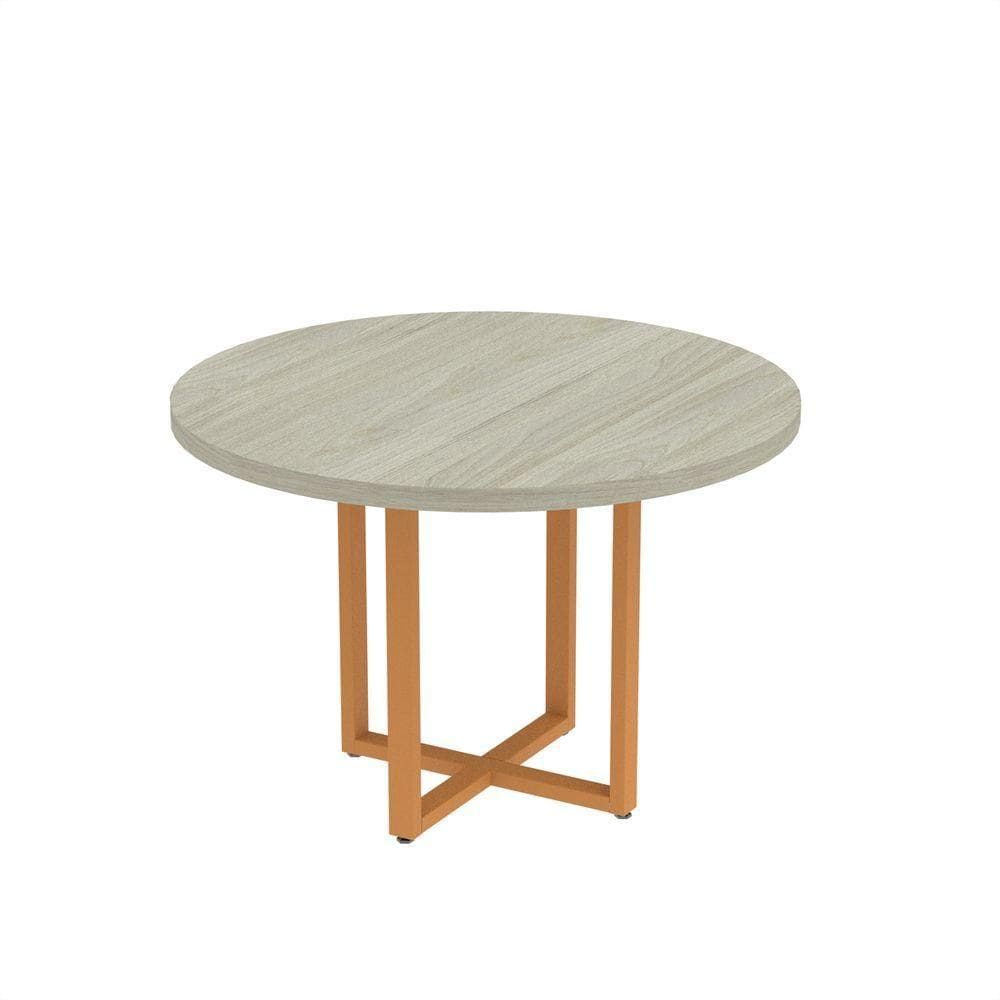 Mesa Reunião Redonda 1100pe40tub Castanheira Natural-laranja Picasso