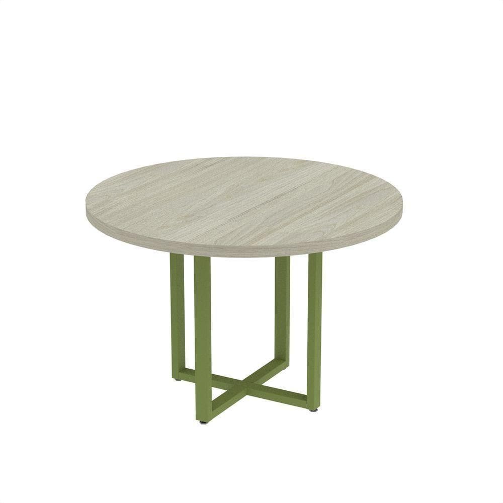 Mesa Reunião Redonda 1100pe40tub Castanheira Natural-verde Miró